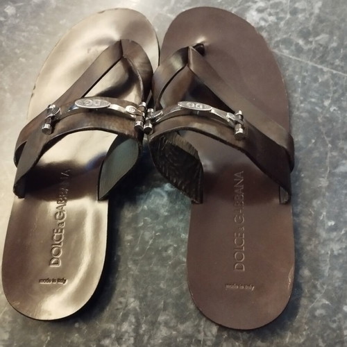 Dolce & Gabbana men's leather sandals used, size 45, brown