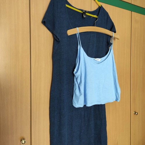 H&M women's short-sleeve dress like new with blue Pink Woman camisole gift