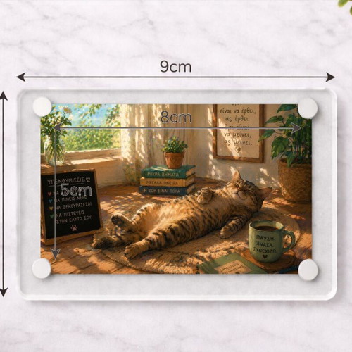 Acrylic fridge magnet "Relaxation Reminders" Cozy Cat new