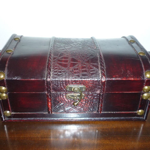 Wooden chest used with velvet lining and brass details vintage decor