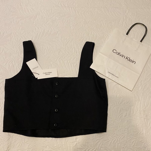 Calvin Klein linen crop top new, size S, black