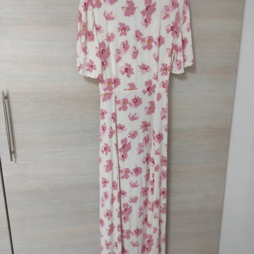 Zara midi floral button-up dress new, off white and pink