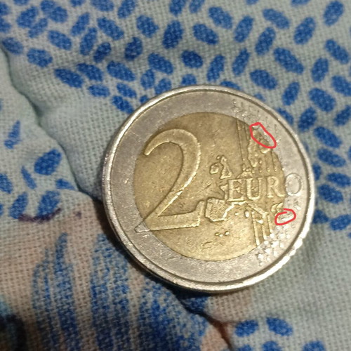 2€ Finland commemorative coin used with errors 2005