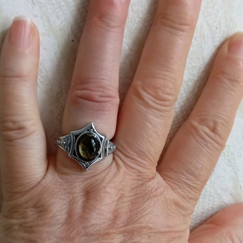 Women's ring like new, stainless steel with decorative stone