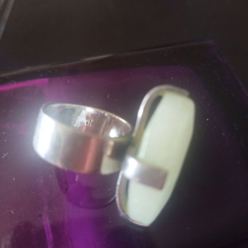 Silver solid 925 ring with green aventurine like new