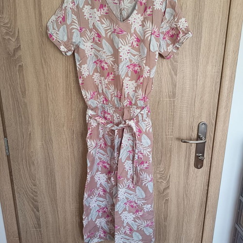 Esmara Linen Jumpsuit Size M Like New Beige Pink