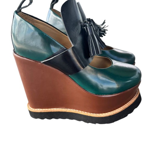 Filipe Sousa women's platform shoes new, size 36, brown and green