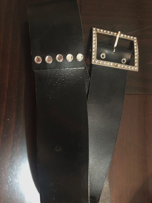 Black wide belt with rhinestones like new