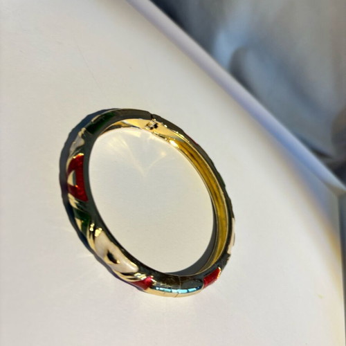Vintage hinged bangle with multicolor enamel, like new