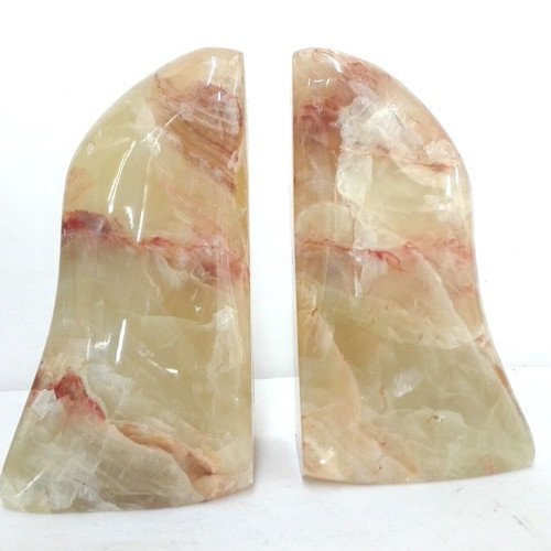 Green Onyx Bookends set of two used, mountain shape, 18.5 cm