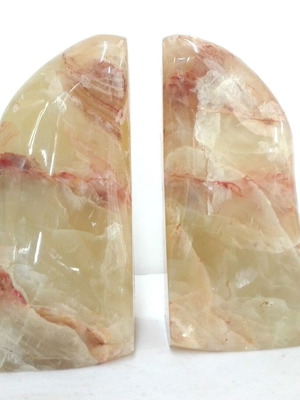 Green Onyx Bookends set of two used, mountain shape, 18.5 cm