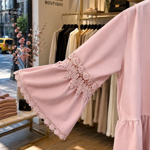 Pink cardigan with lace one size, new