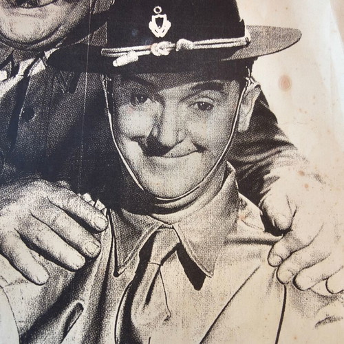 Vintage Laurel & Hardy charcoal portrait from Great Guns (1941) used