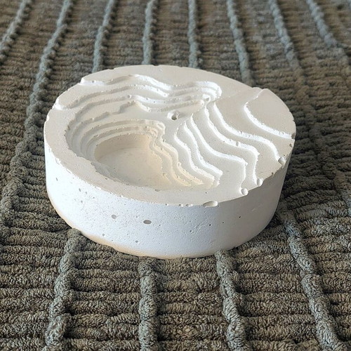 Handmade white concrete decorative piece, minimal decor base for air plants