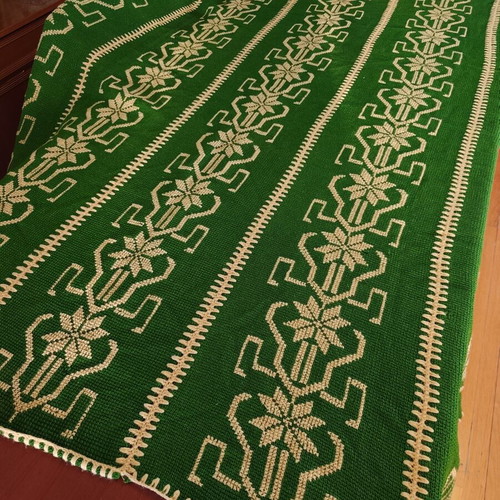 Traditional wool knitted blanket used 180x210 cm handmade