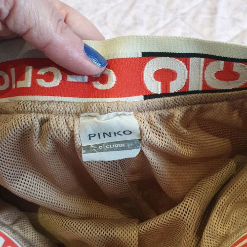 Pinko pants XS beige with silver details and pink lace like new