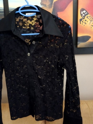 Black lace shirt used with silver details