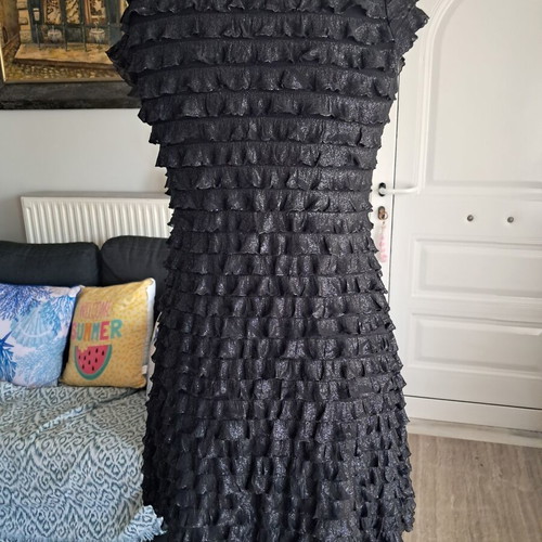 ClockHouse black mini dress XL like new with ruffles and shiny texture