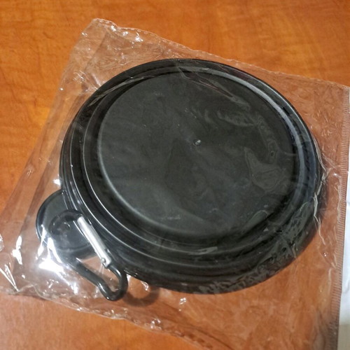 Foldable pet bowl new, black with print