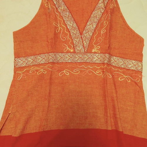 Ethnic blouse medium size with embroidery like new, red and orange