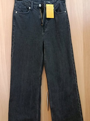 H&M Jeans pants new, high waist, straight leg, black XS