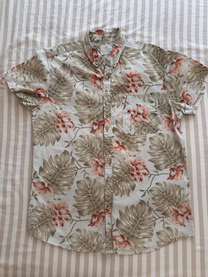 Vintage men's dress shirt like new, size M, white and beige