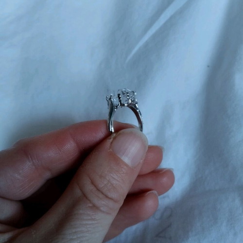 Vintage ring with transparent stone new, silver