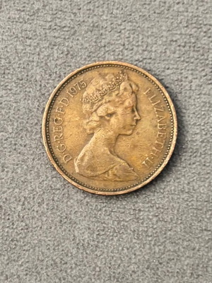 Old English 2p coin from 1975 used