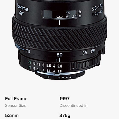 Tokina 28-70 lens like new