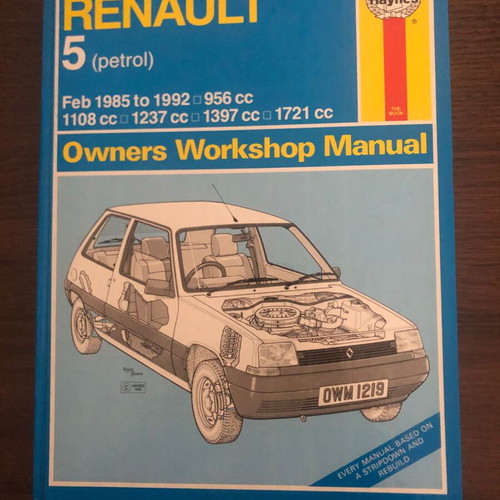 Renault 5 Maintenance Book like new, English language, 350 pages