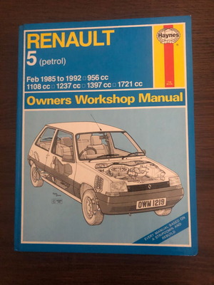 Renault 5 Maintenance Book like new, English language, 350 pages