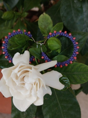 Macrame Steel Earrings new, purple and orange