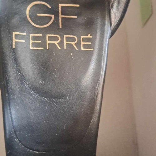 G. FERRE high-heeled sandals black with silver details like new, size 36