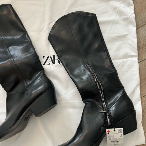 Zara cowboy boots new, size 39, black