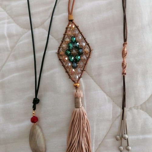Pendant set of 3 new pieces with crystals and semi-precious stones