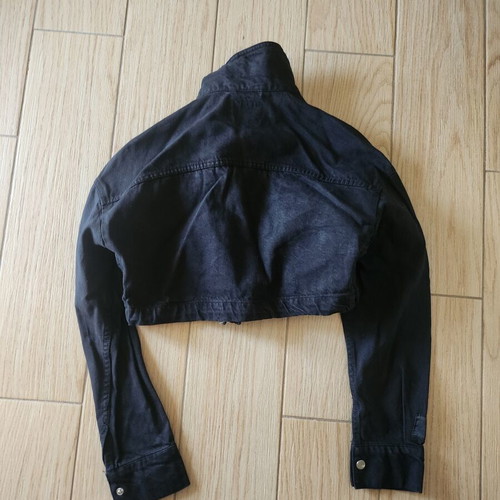 Jean jacket black with zipper and inner cord like new, Bershka XS