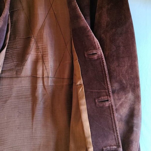 Men's vintage suede leather jacket used, brown, Anwar Yacout Alexandria
