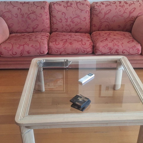 Living room furniture set like new with three-seat sofa, two-seat sofa, coffee tables