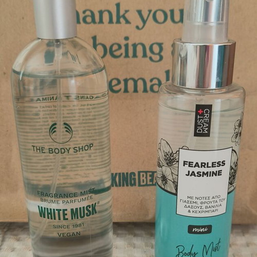 The Body Shop White Musk and Dust and Cream Jasmine Body Mists new