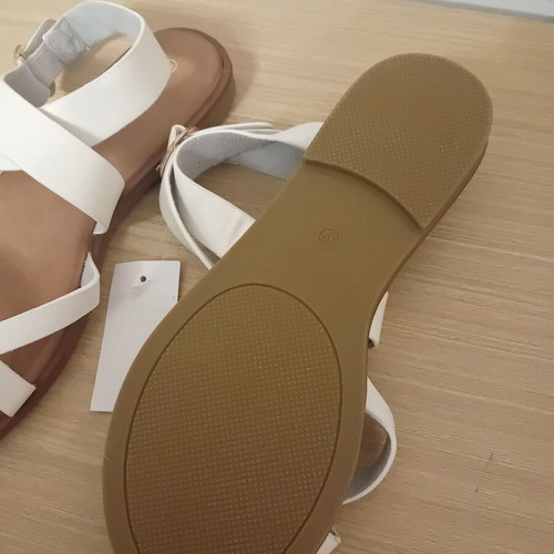 Women's white platform sandals, size 39