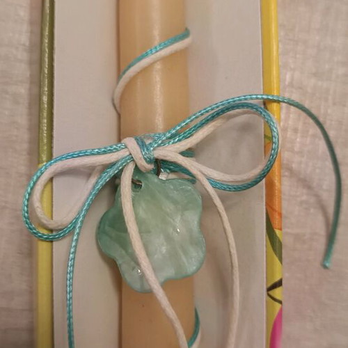 Easter candle with blue flower 33cm in box new