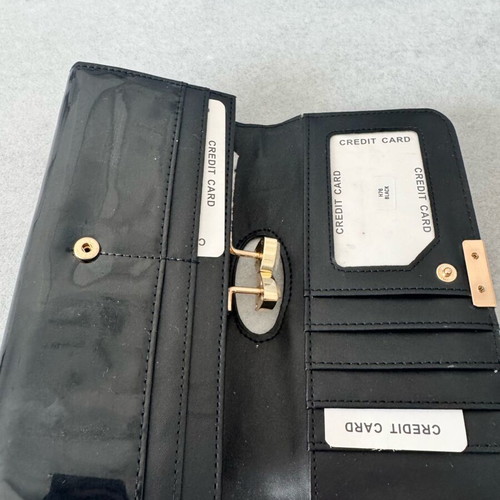 Black patent leather clutch wallet like new