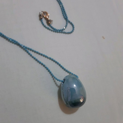 Turquoise long necklace with oval stone new