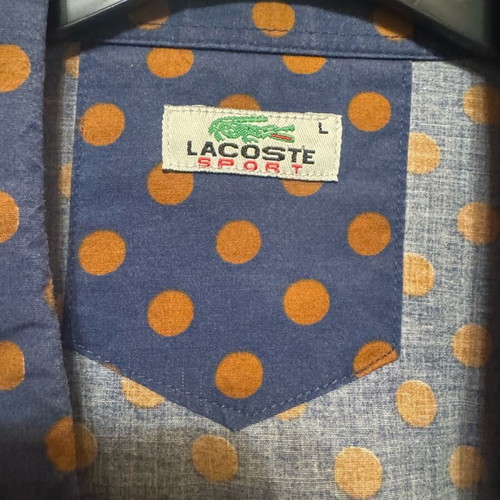 Lacoste men's shirt like new, blue with brown polka dots