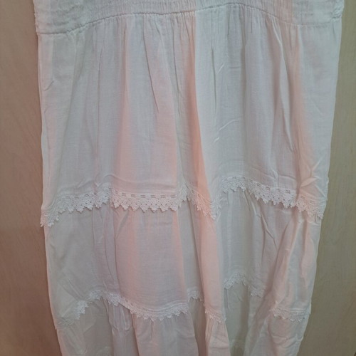 Women's long white dress with lace straps and lining