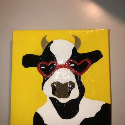 Mini canvas cow handmade, new