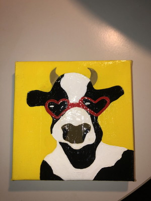 Mini canvas cow handmade, new