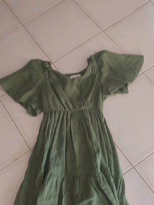 Zara linen dress for girl like new, green, age 11