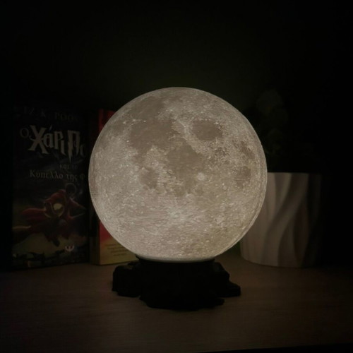 3D Printed Moon Lamp with Rock Base