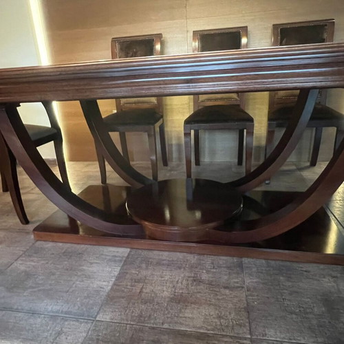 Handmade walnut dining set with 8 chairs used